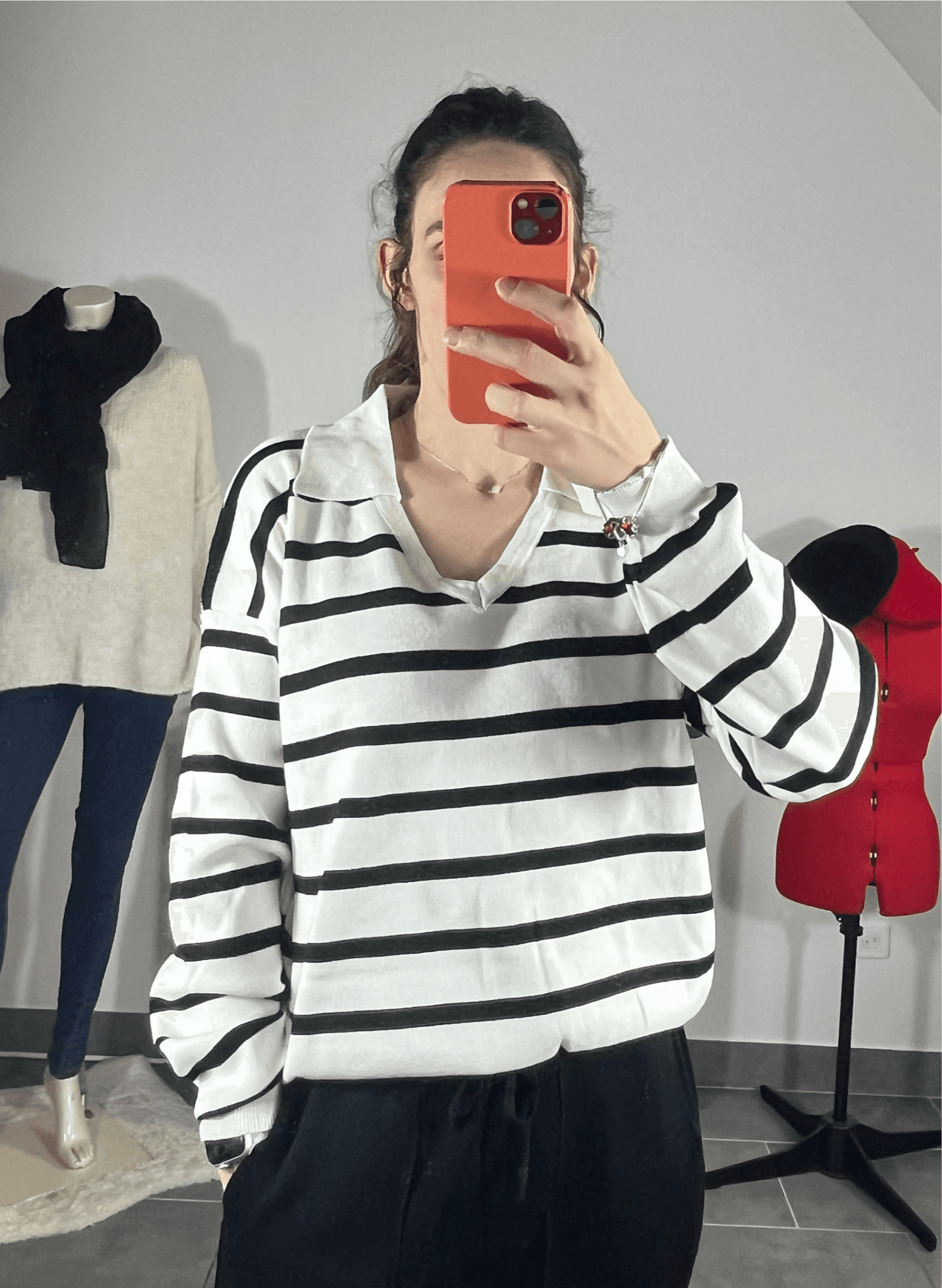 Ensemble pull et pantalon noir et blanc - LNC