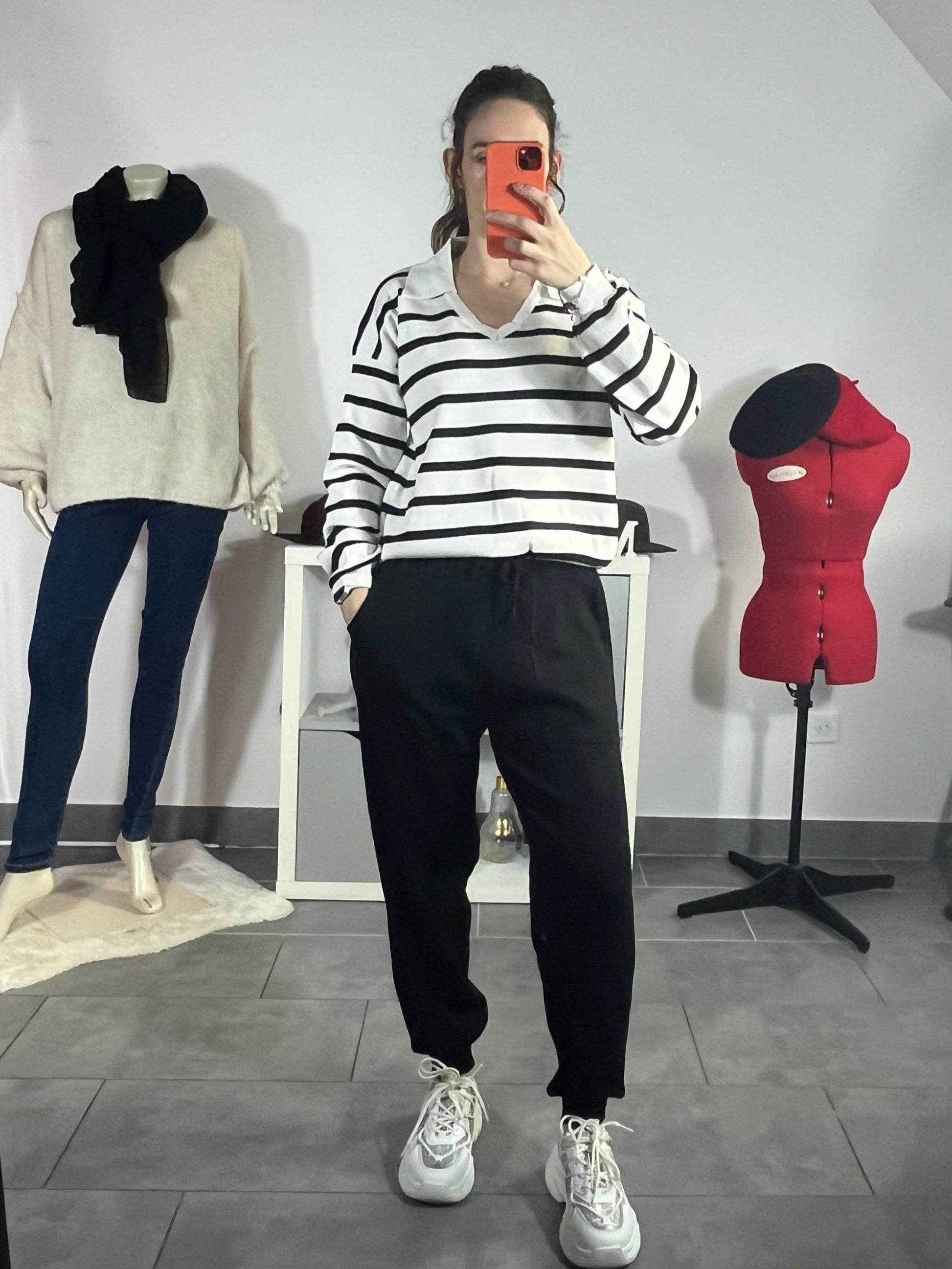 Ensemble pull et pantalon noir et blanc - LNC